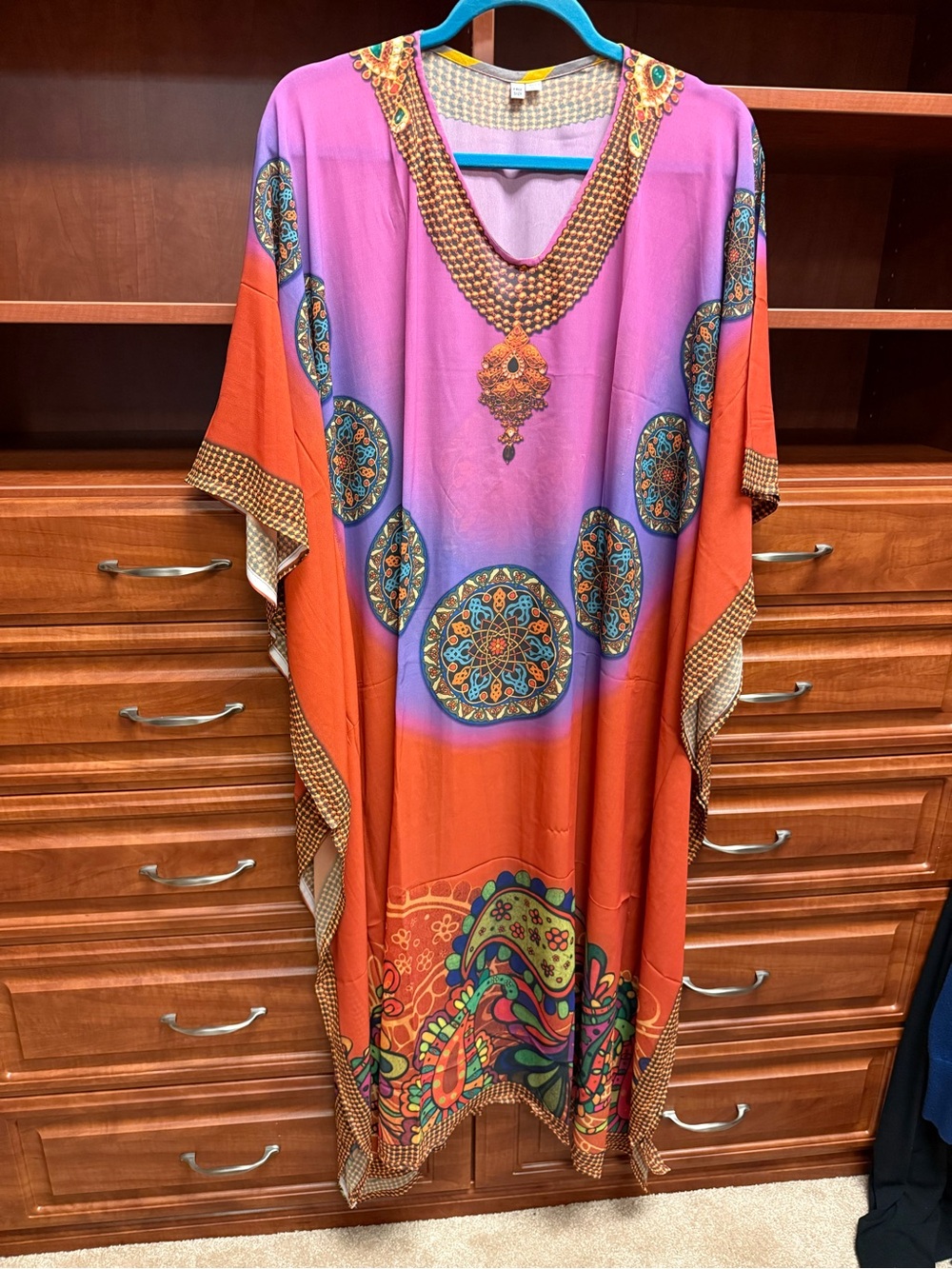 Mrs. Roperesque Boho Ombre Orange and Purple Kaftan Dress